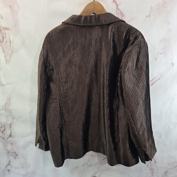 Chicos Jacket Women XL 3 Brown Lightweight Textured Blazer Blouse Artsy - Picture 5 of 10